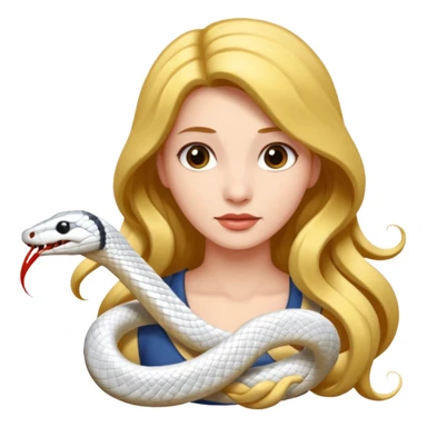 Woman coiled by white snake sticker