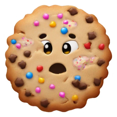 cookie with sprinkles and a bite taken sticker
