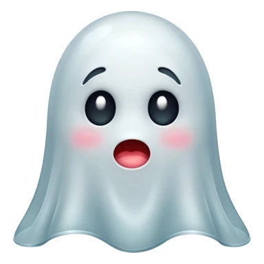 “Shy Ghost” Emoji – A transparent ghost with blushing cheeks, showing embarrassment or shyness. sticker