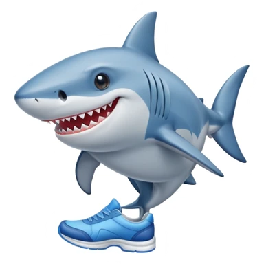 smiling shark wearing blue shoes sticker