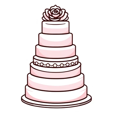 elegant multi-tier light pink wedding cake with pearl decorations sticker