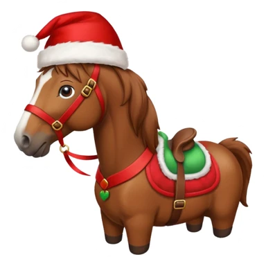 christmas brown horse with a red saddle sticker