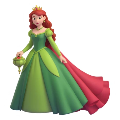 Princess Fiona human form, long red hair, elegant gown sticker