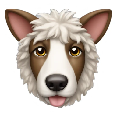 Sheep dog with tartan ears and belly button. Its head is oval sticker