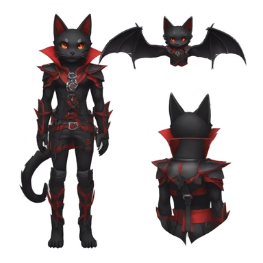 cool edgy black evil red ethereal fantasy nargacuga-bat-cat-Fakemon collar harness full body sticker
