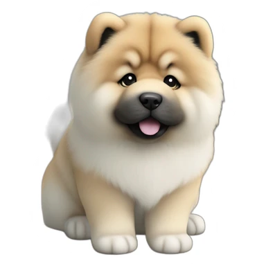 Chow chow white black marks on face pup, young cute,furry shiny dog cute, realistic, young,sitting on floor, beautiful picture, 4k, 16k sticker