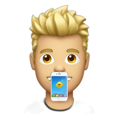 man with blonde faux hawk holding iphone sticker