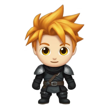 Ginger cloud strife with ninja clothes black sticker
