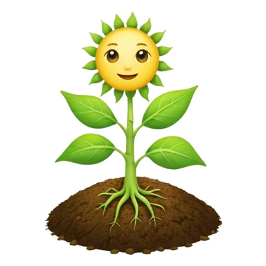 A sprout from the ground, the sun in the corner, a blue background sticker