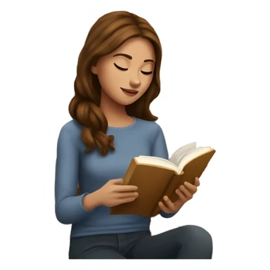 A girl with medium brown hair read a book in coffee shop sticker