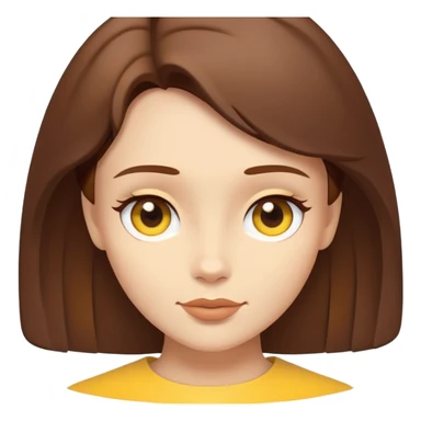 ultra minimal belle face only, tiny icon, extremely simplified, single color brown hair, yellow accent, absolute minimum details sticker