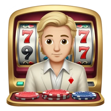 White guy with dirty blonde hair playing casino slots  sticker