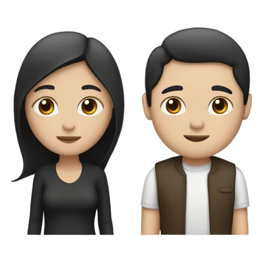 A white couple with black hair and dark brown hair sticker