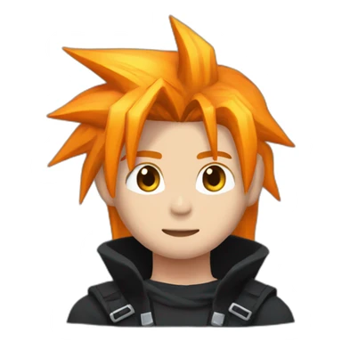 cloud strife  with orange hair. Black clothes full sticker