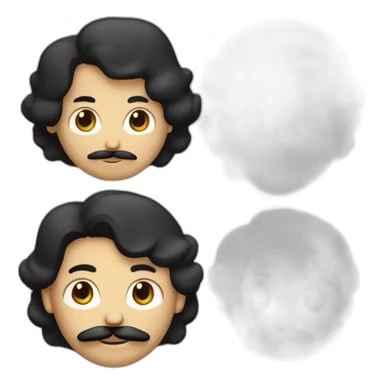 Un homme blanc avec un costume noir et une moustache noire et des cheveux noir plaqué sticker