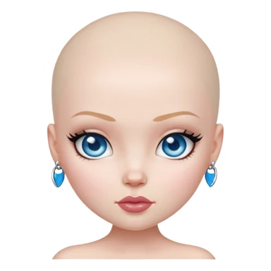 pretty bratz baddie, bald, pale skin, blue eyes sticker