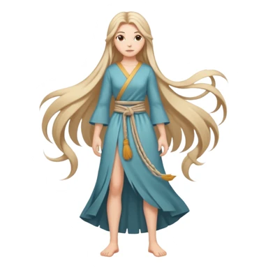 Empowered woman enjoying long tied hairs with full body side photo sticker