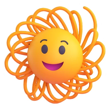 motion graphics emoji, abstract swirling lines, energetic, digital art feel, 3D look sticker
