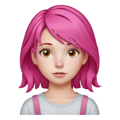  girl with pink hair and red color hairclip sticker