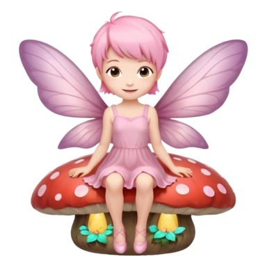 A tiny pastel fairy with pink short hair with glowing wings and a sweet smile  sticker