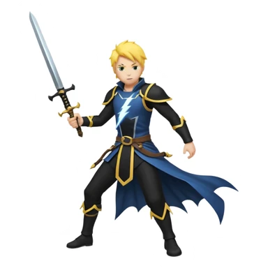 Silhouette holding sword, lightning striking sword, dramatic pose, cartoon emoji, no background


 sticker