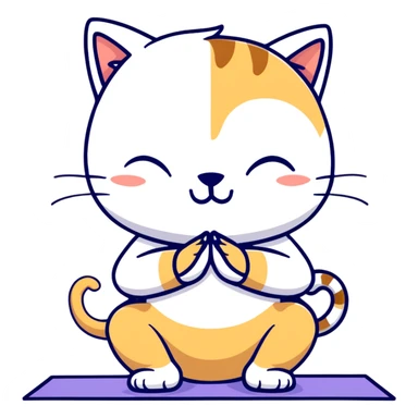 cat doing yoga camel pose with arched back sticker