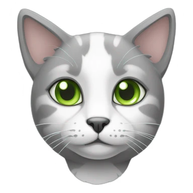 Grey and white cat with big ears and green eyes sticker