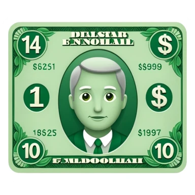 14 dollar bill flat ios emoji style version sticker