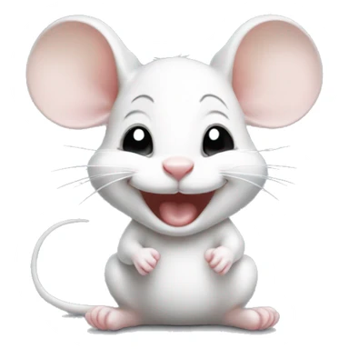Cute silly white baby mouse laughing sticker