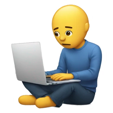 sad person with laptop sticker