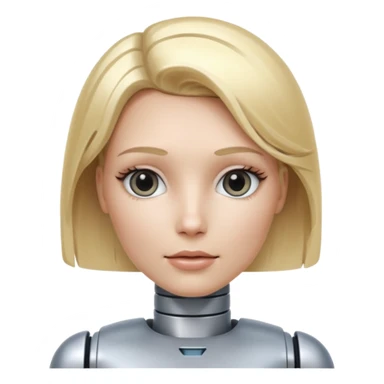 female robot with blond hair more metalic face sticker