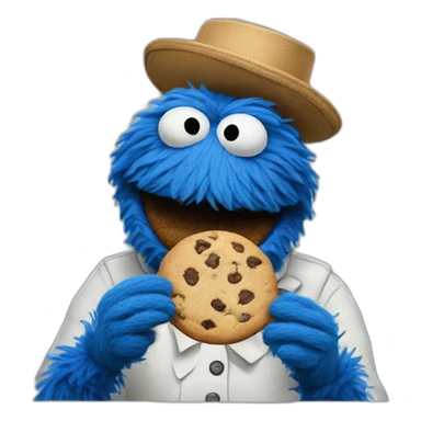 Blue Muppet eating cookies sticker