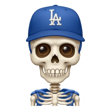 Esqueleto día de muertos vistiendo una  blue new era cap  de los Dodgers  sticker