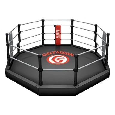 MMA cage arena object icon, octagon fighting cage with metal fence walls, padded corner posts, professional combat arena, 3D cartoon style, mobile game icon style, centered, clean background, no people, no text, no watermark
 sticker