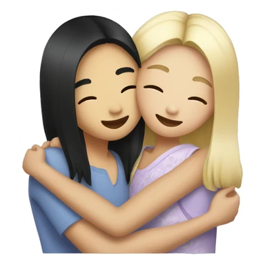 Person with blond hair who is hugging a Asian girl with black hair sticker