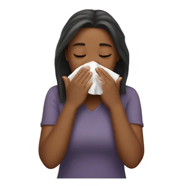 girl sneezing into her hands, no tissue, just into her bare hands sticker