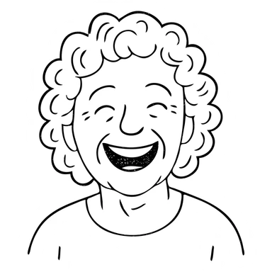 older lady with silver curly hair laughing sticker