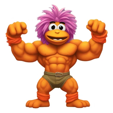 fraggle rocks hot muscle trainer sunset colored sticker