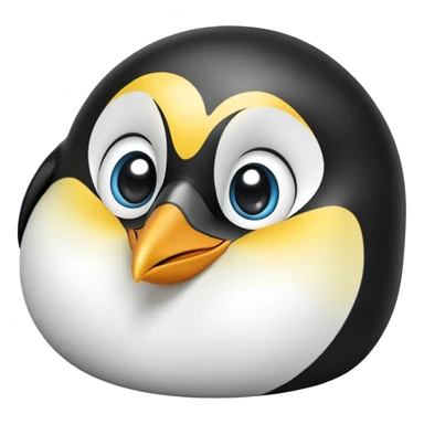 cinematic-cute-emperor-penguin-portrait-emoji,-head-tilted-playfully-and-inquisitively,-with-glossy,-pristine-plumage-accented-by-a-bright-beak-and-round,-sparkling-eyes-filled-with-curiosity,-simplified-yet-irresistibly-adorable-features,  sticker