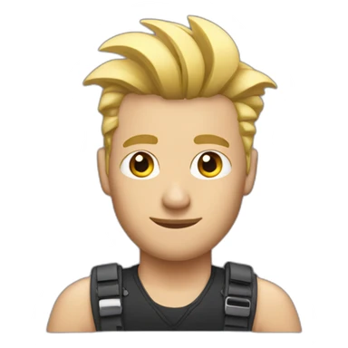 man with blonde faux hawk holding iphone sticker