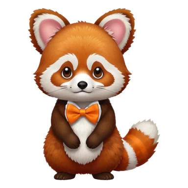 a red panda with orange bow tie sticker