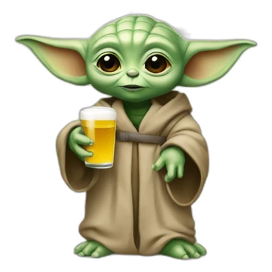 Bébé yoda avec une biére sticker