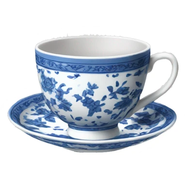 Tea blue and white china cup sticker