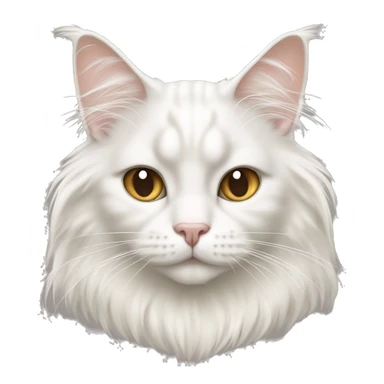 white maine coon cat with beige hearts instead of eyes sticker