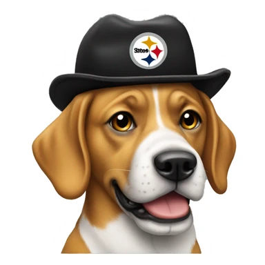 Dog wearing Steelers hat  sticker