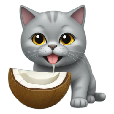 british shorthair cat eating coconut sticker