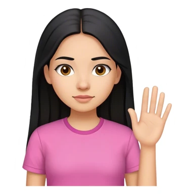Hispanic girl with Long black hair straight with a pink shirt sticker
