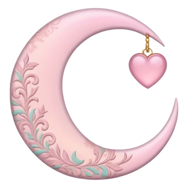 Rosy romantic pastel crescent damask moon sticker