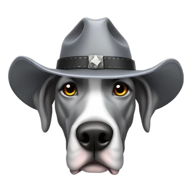 Silver Great Dane in a cowboy hat sticker