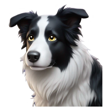 An enchanted black and white Border Collie has eyes that glow with magical colours and sparkling stars. sticker